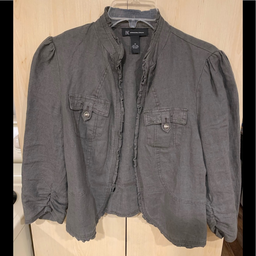 INC CHARCOAL GRAY SHORT JACKET/ BLAZER SIZE MEDIUM